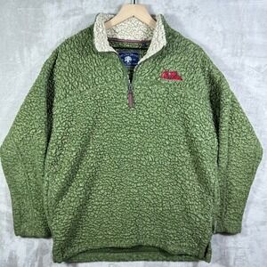 Ole Miss Rebels Green Sherpa Fleece‎ Pullover Sweater Men's L Live Oak Brand
